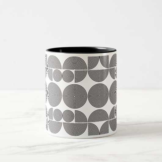 Retro-Boho Stil moderne schwarz geometrische Muste Zweifarbige Tasse (Mittel)