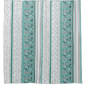 Retro BOHO Streifen Aquamarin Duschvorhang (Vorderseite)
