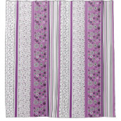 Retro BOHO Streifen Lila Duschvorhang (Vorderseite)