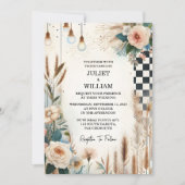 Retro Boho Studio Creative Illustriert Wedding Einladung (Vorderseite)