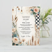 Retro Boho Studio Creative Illustriert Wedding Einladung (Stehend Vorderseite)