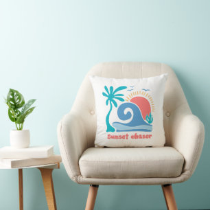 Retro Boho Summer Sunset Chaser Kissen