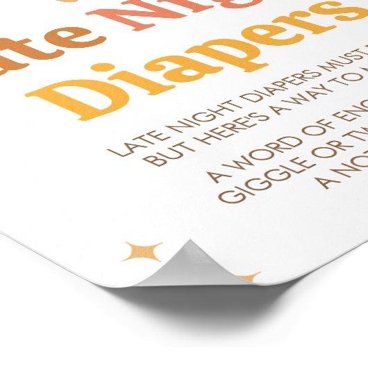 Retro Boho Sunshine Baby Dusche Spate Night Diaper Poster (Ecke)