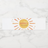 Retro Boho Sunshine Baby Dusche Wasserflaschenetikett (Einzelnes Label)