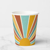 Retro Boho Sunshine Baby Shower Pappbecher (Rückseite)