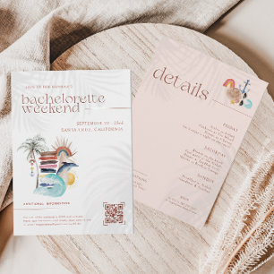 Retro Boho Surf Summer   Bachelorette Weekend Einladung