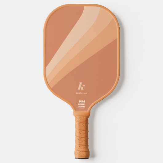 Retro Boho Tan Terracotta Wave Personalisiert Pickleball Schläger (Vorderseite)