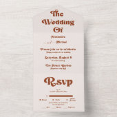 Retro Boho Terracotta Burnt Orange Wedding All in One Einladung (Innen Boden)