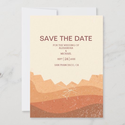 Retro Boho Terracotta Burnt Orange Wedding Save The Date (Vorderseite)