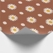 Retro Boho Terracotta Daisy Floral Pattern Geschenkpapier (Ecke)