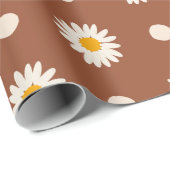 Retro Boho Terracotta Daisy Floral Pattern Geschenkpapier (Rolleneckpunkt)