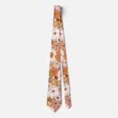 Retro Boho Terracotta Floral Wildflowers Autumn Krawatte (Vorderseite)
