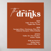 Retro Boho Terracotta Wedding Bar Sign Poster (Vorne)