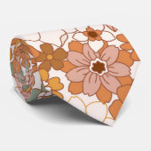 Retro Boho Terrakotta Blumen Wildblumen Herbst  Krawatte (Gerollt)