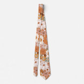 Retro Boho Terrakotta Blumen Wildblumen Herbst  Krawatte (Rückseite)