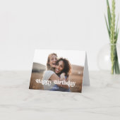 Retro-Boho Text und Foto | Happy Birthday Karte (Vorderseite)
