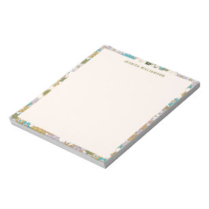 Retro Boho Türkis Braun Blumen Süße Babyparty Notizblock