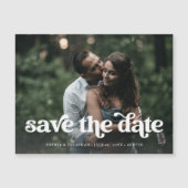Retro Boho Typografie und Foto | SAVE THE DATE Magnetkarte (Vorderseite)