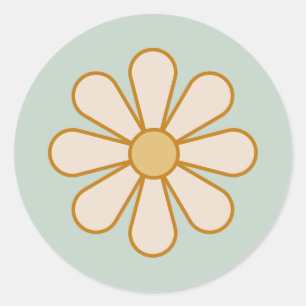 Retro Boho Vintag Daisy Runder Aufkleber