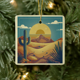 Retro-Boho-Vintage-Stil Wüstenillustration Keramikornament