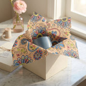 Retro-Boho-Volkskunst-Blumen- und Herz-Muster Seidenpapier