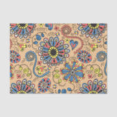 Retro-Boho-Volkskunst-Blumen- und Herz-Muster Seidenpapier (Vorderseite)