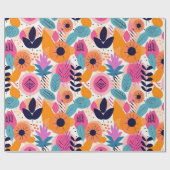 Retro-Boho-Volkskunst-Stil Whimsical-Blumen-Gesche Geschenkpapier (Flach)
