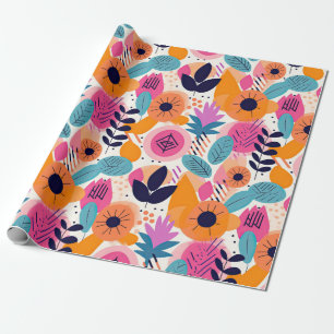 Retro-Boho-Volkskunst-Stil Whimsical-Blumen-Gesche Geschenkpapier