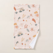 Retro Boho Wasserfarbe Regenbogenneutral Badhandtuch Set (Handtuch)