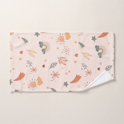 Retro Boho Wasserfarbe Regenbogenneutral Badhandtuch Set (Handtuch)