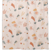 Retro Boho Wasserfarbe Regenbogenneutral Duschvorhang (Vorderseite)