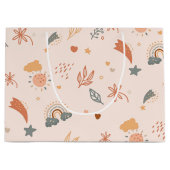 Retro Boho Wasserfarbe Regenbogenneutral Große Geschenktüte (Vorderseite)