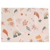 Retro Boho Wasserfarbe Regenbogenneutral Große Geschenktüte (Rückseite)