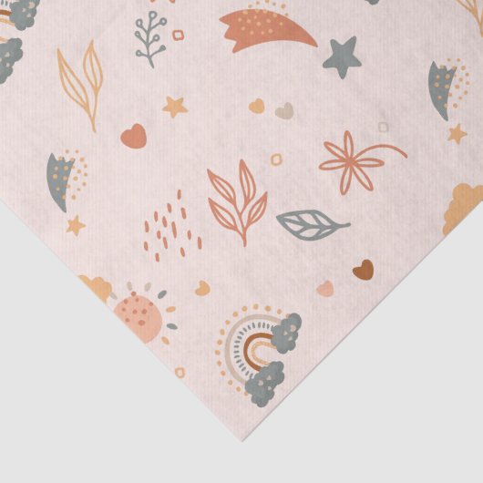 Retro Boho Wasserfarbe Regenbogenneutral Seidenpapier (Detail)