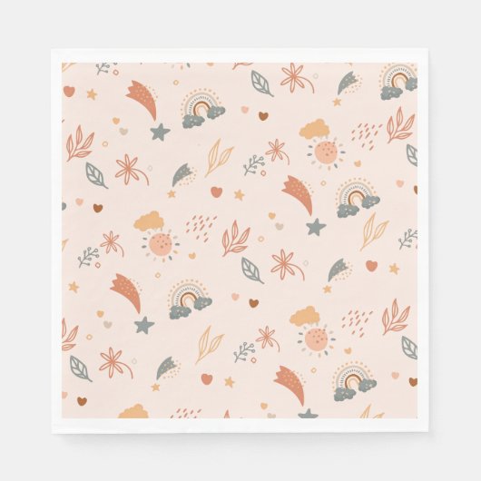 Retro Boho Wasserfarbe Regenbogenneutral Serviette (Vorderseite)