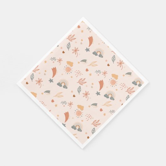 Retro Boho Wasserfarbe Regenbogenneutral Serviette (Ecke)