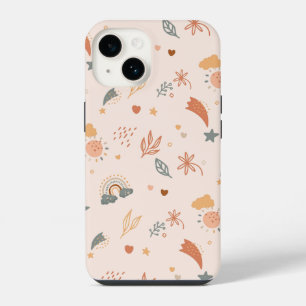 Retro-Boho-Wasserfarben-Regenbogen-Neutral iPhone 14 Hülle