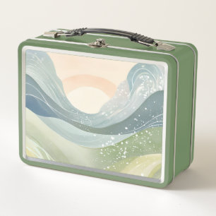 Retro Boho Wasserfarbenansicht Metall Brotdose