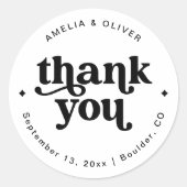 Retro Boho Wedding Vielen Dank Runder Aufkleber (Vorderseite)
