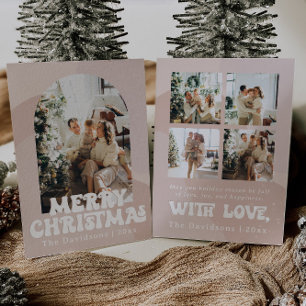 Retro boho Weihnachtskarte 70er Jahre Feiertag Gru Einladung