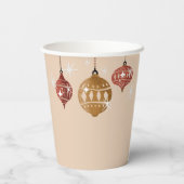 Retro Boho Weihnachtsschmuck Brautparty rot Pappbecher (Rückseite)