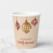 Retro Boho Weihnachtsschmuck Brautparty rot Pappbecher (Vorderseite)