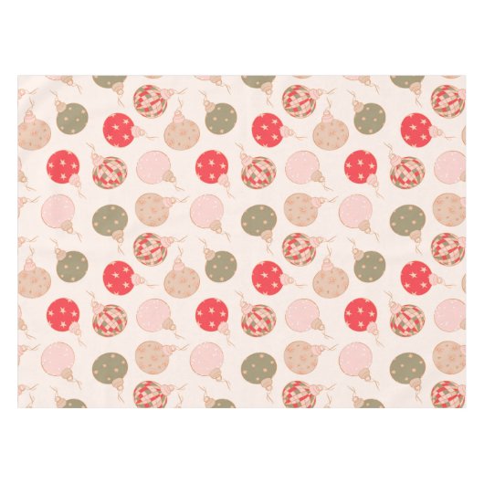 Retro Boho Weihnachtsschmuck Rosa Grün Muster Tischdecke (Vorderseite (Horizontal))