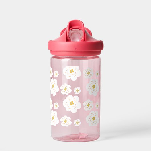 Retro Boho weiße Blume Kinder Trinkflasche (Vorne)