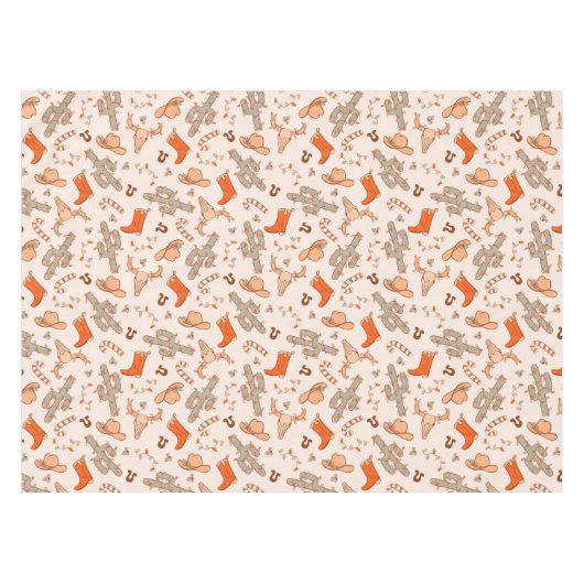 Retro Boho Western Desert Cactus Pattern Weihnacht Tischdecke (Vorderseite (Horizontal))