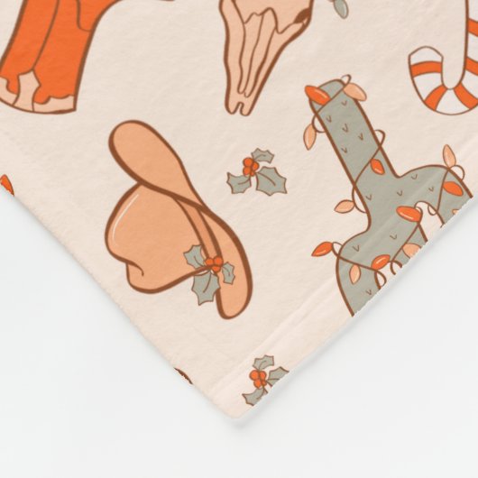 Retro Boho Western Weihnachtswüste Cactus Pattern Fleecedecke (Ecke)