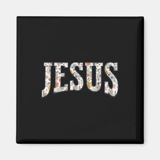 Retro Boho Wildblume Jesus Gott Glaube Religiös Ch Magnet (Vorne)