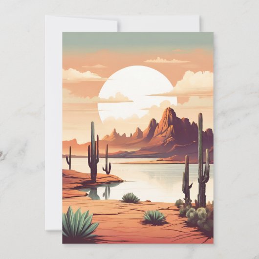 Retro Boho Wüstenhochzeit Einladung (Rückseite)