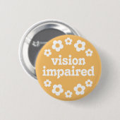 Retro Boho Yellow Daisy Vision Impaired Button (Vorne & Hinten)