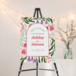 Retro-Boho Zweige mit Blume Begrüßung Hochzeit